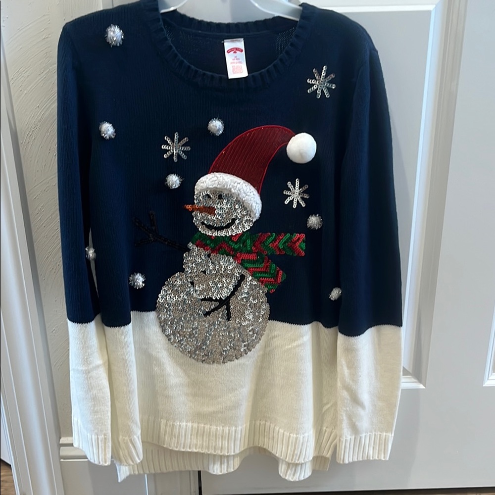 Festive Snowman Sweater - Navy and White